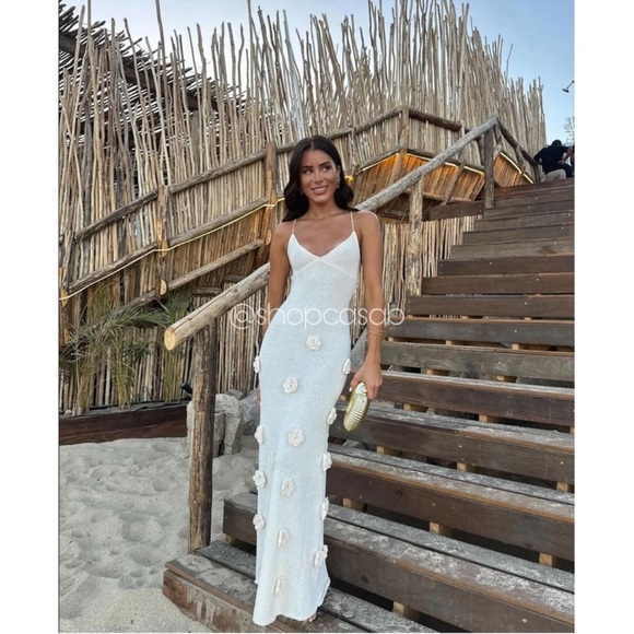 CASA B Dresses & Skirts - NEW to CASA B💫 The Camellia Crochet Flower aplique Knit Maxi Dress